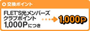 FLET’S光メンバーズクラブポイント1,000Pにつき1,000P