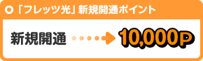 「フレッツ光」新規開通ポイント 10,000P