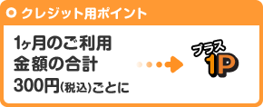 1ヶ月のご利用金額の合計300円ごとにプラス１P