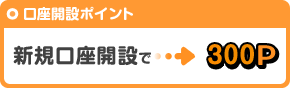 口座開設ポイント 新規口座開設で300P